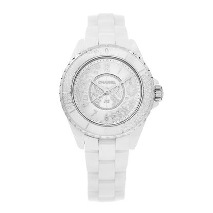 Chanel Stainless Steel Ceramic Diamond 33mm J12 Limited Edition Quartz Watch White 1 of 5