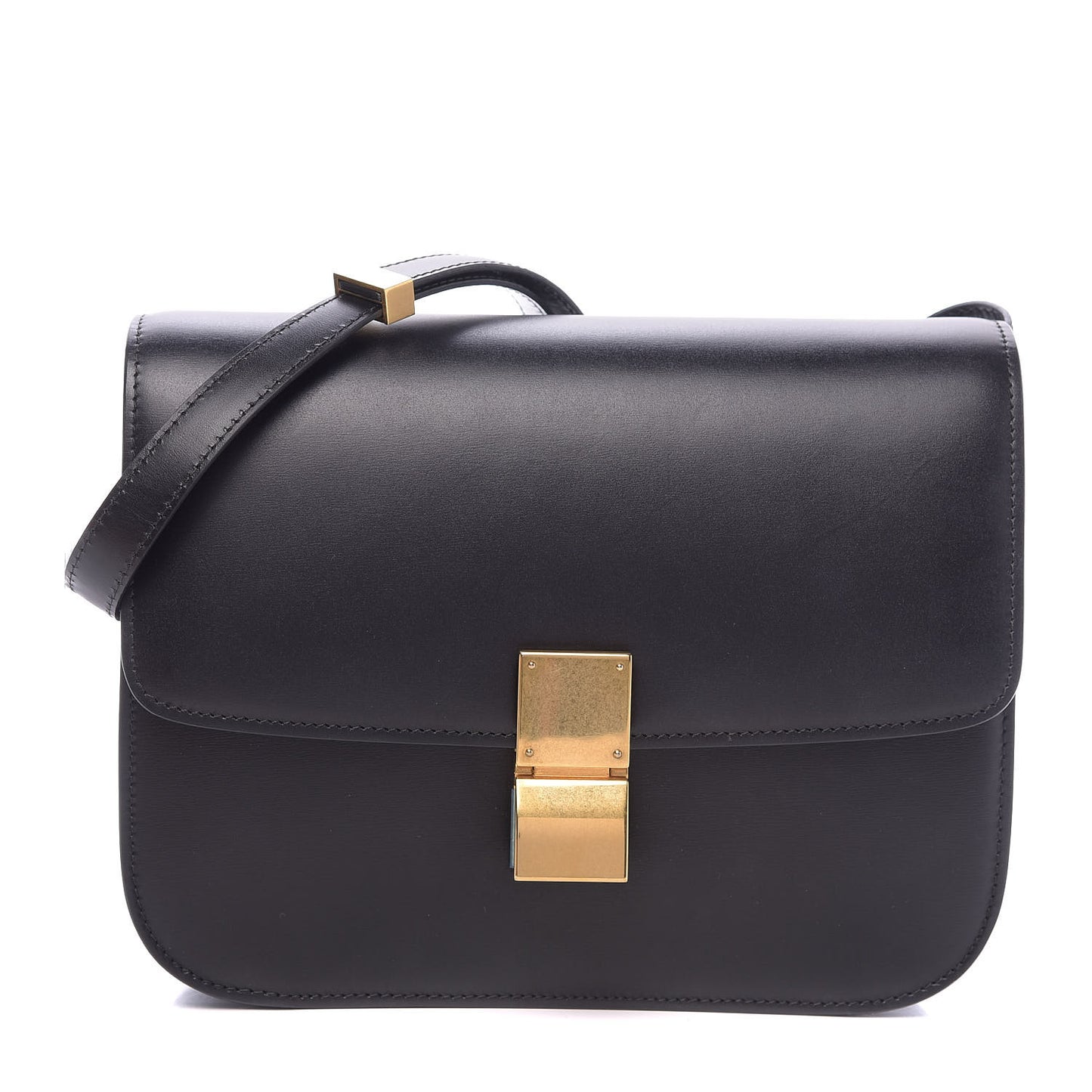Box Calfskin Medium Classic Box Flap Bag Black
