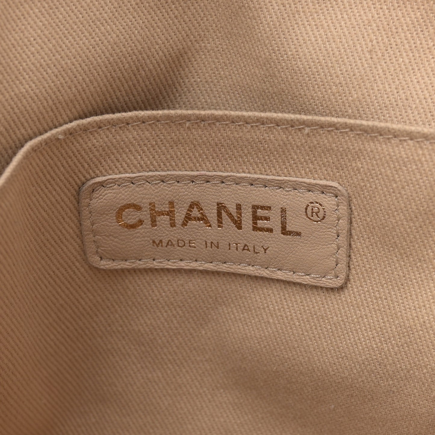 Caviar Stitched Shopping Tote Beige