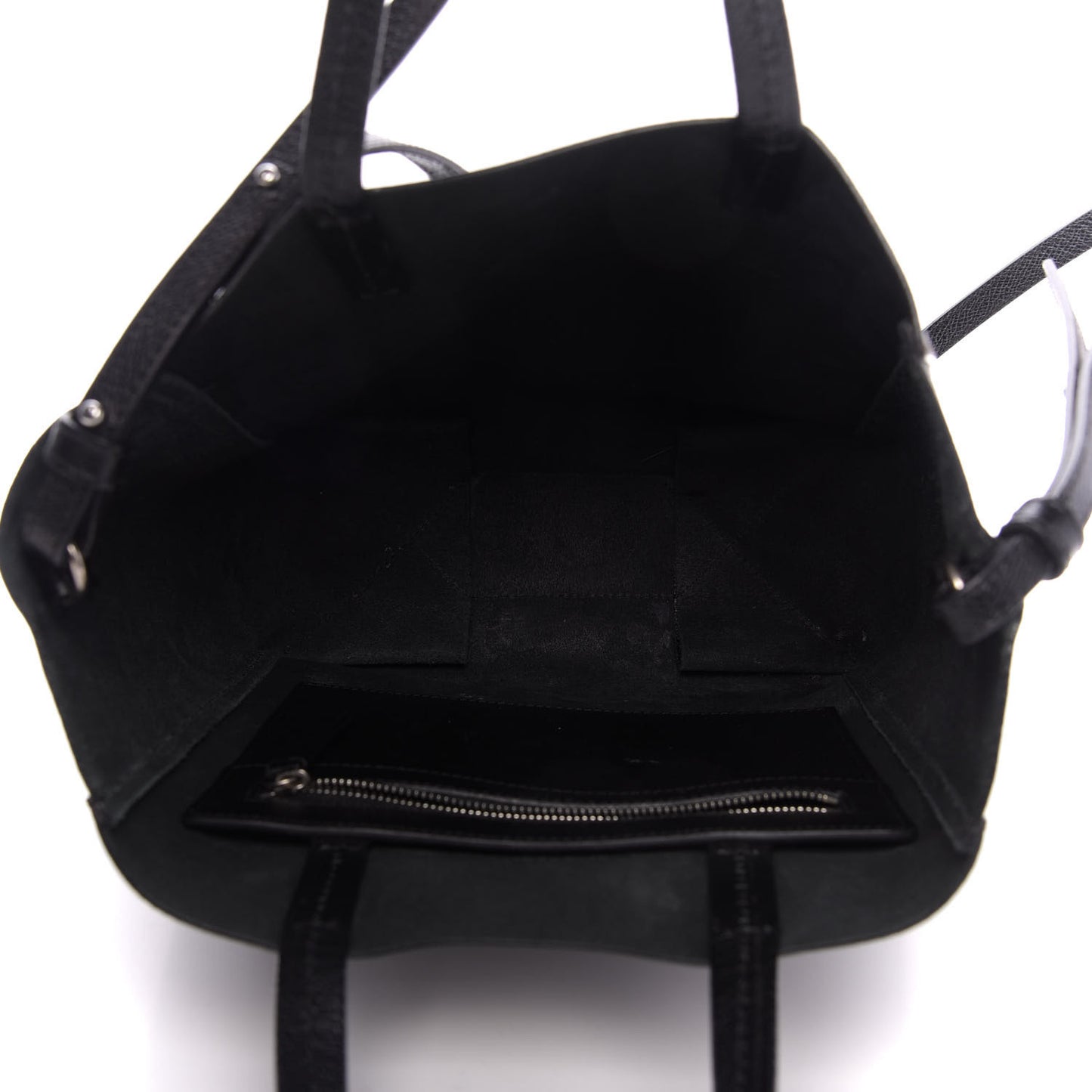 Grained Calfskin Small Vertical Cabas Black