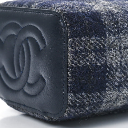 Chanel Wool Plaid Quilted Mini Vanity Case With Chain Blue 11 of 12
