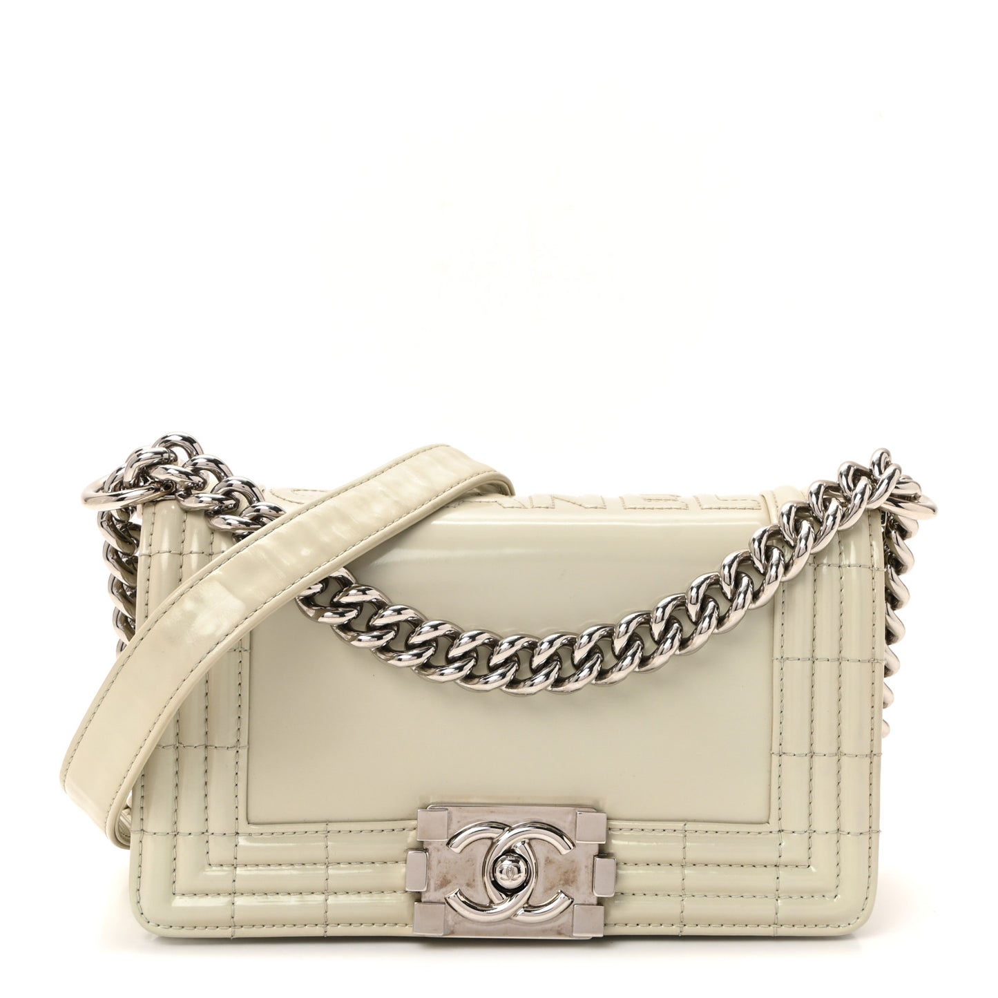 Glazed Calfskin Small Boy Flap Ivory