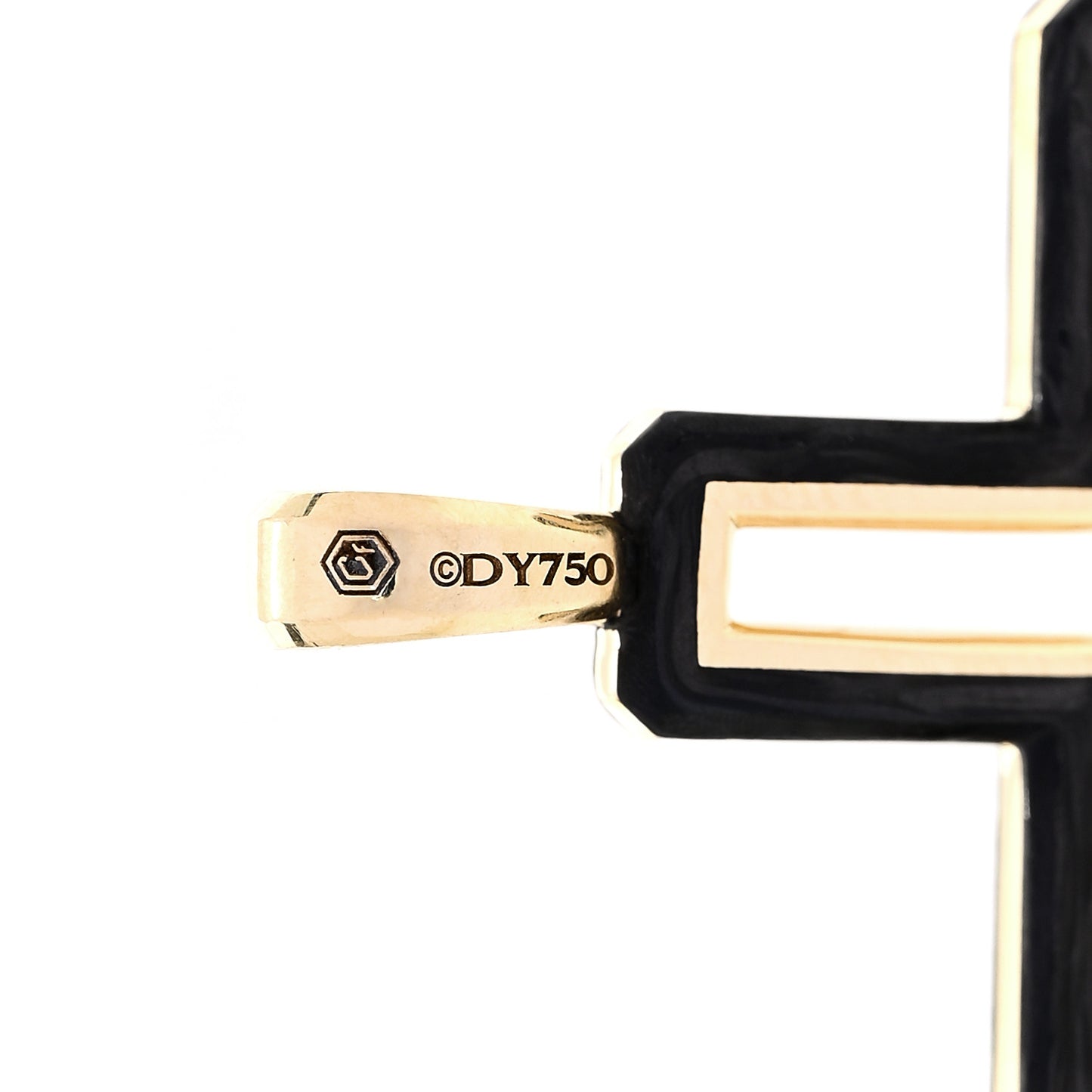 18K Yellow Gold Forged Carbon 24mm Cross Pendant