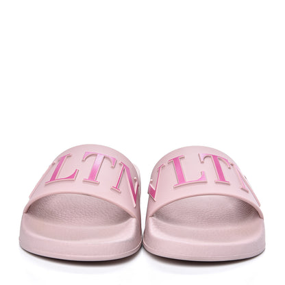 Valentino Garavani Rubber VLTN Pool Slide Sandals 36 Water Rose 3 of 9