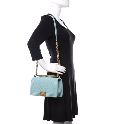 Chanel Caviar Quilted Medium Boy Flap Light Blue 2 of 12