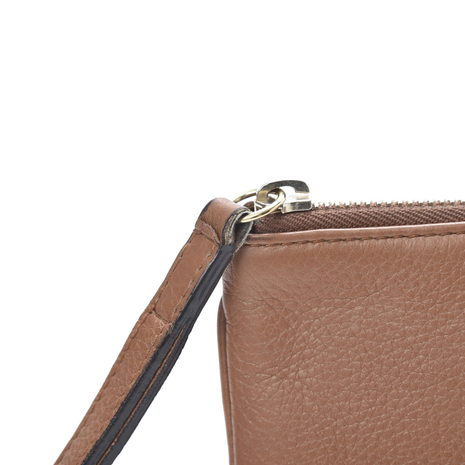 Gucci Pebbled Calfskin Soho Wristlet Camelia 10 of 14