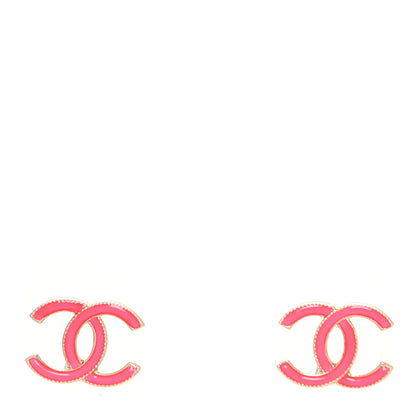 Chanel Enamel CC Earrings Pink Gold 1 of 4
