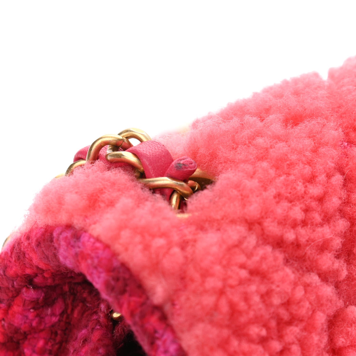 Chanel Shearling Tweed Quilted Mini Square Flap Bag Pink 11 of 12