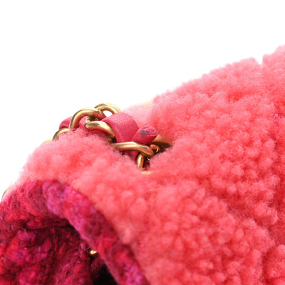 Chanel Shearling Tweed Quilted Mini Square Flap Bag Pink 11 of 12