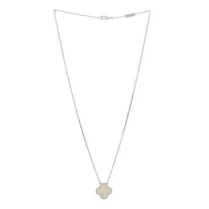 Van Cleef & Arpels 18K White Gold Mother Of Pearl Vintage Alhambra Pendant Necklace 3 of 5
