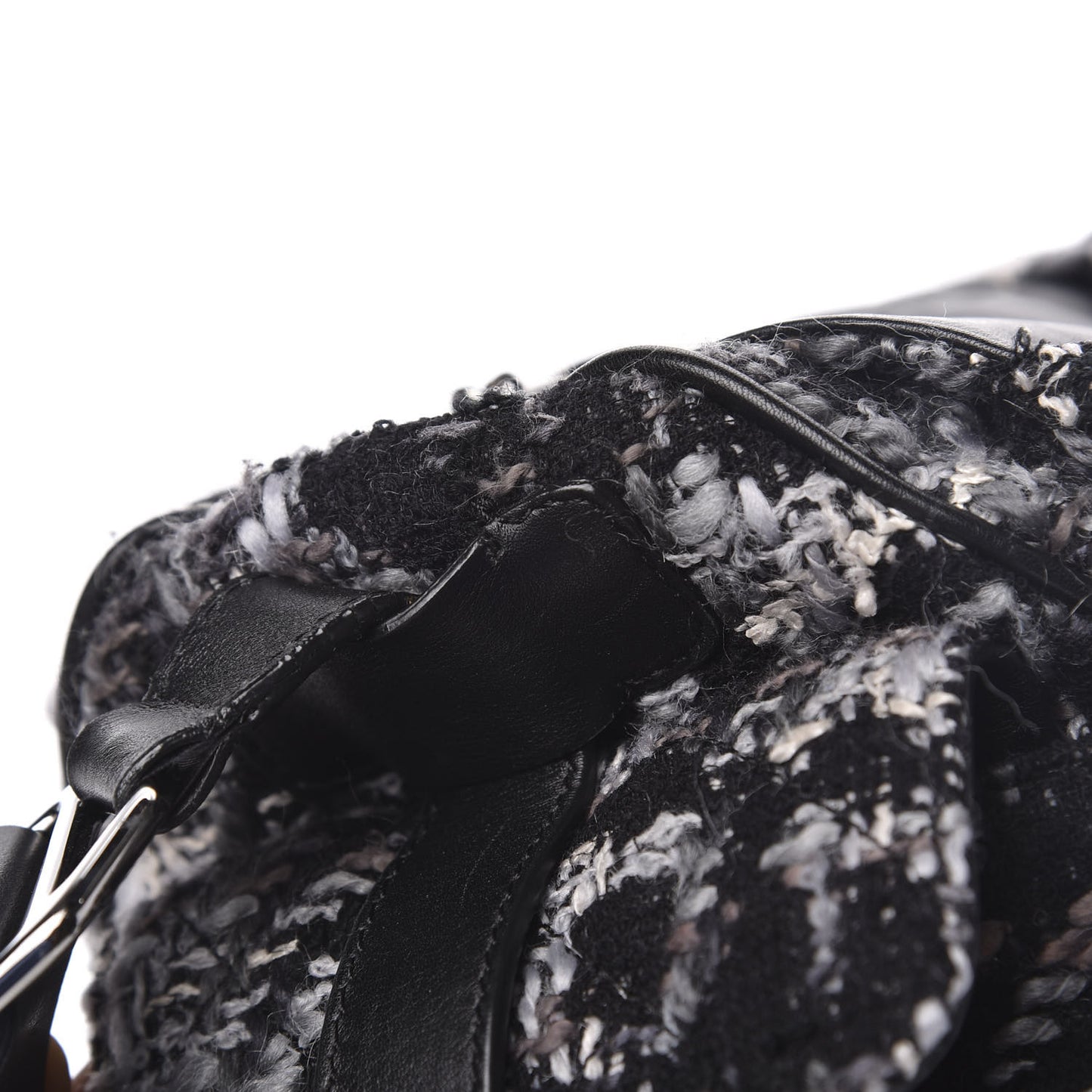 Tweed Quilted Camellia Shoulder Bag Black