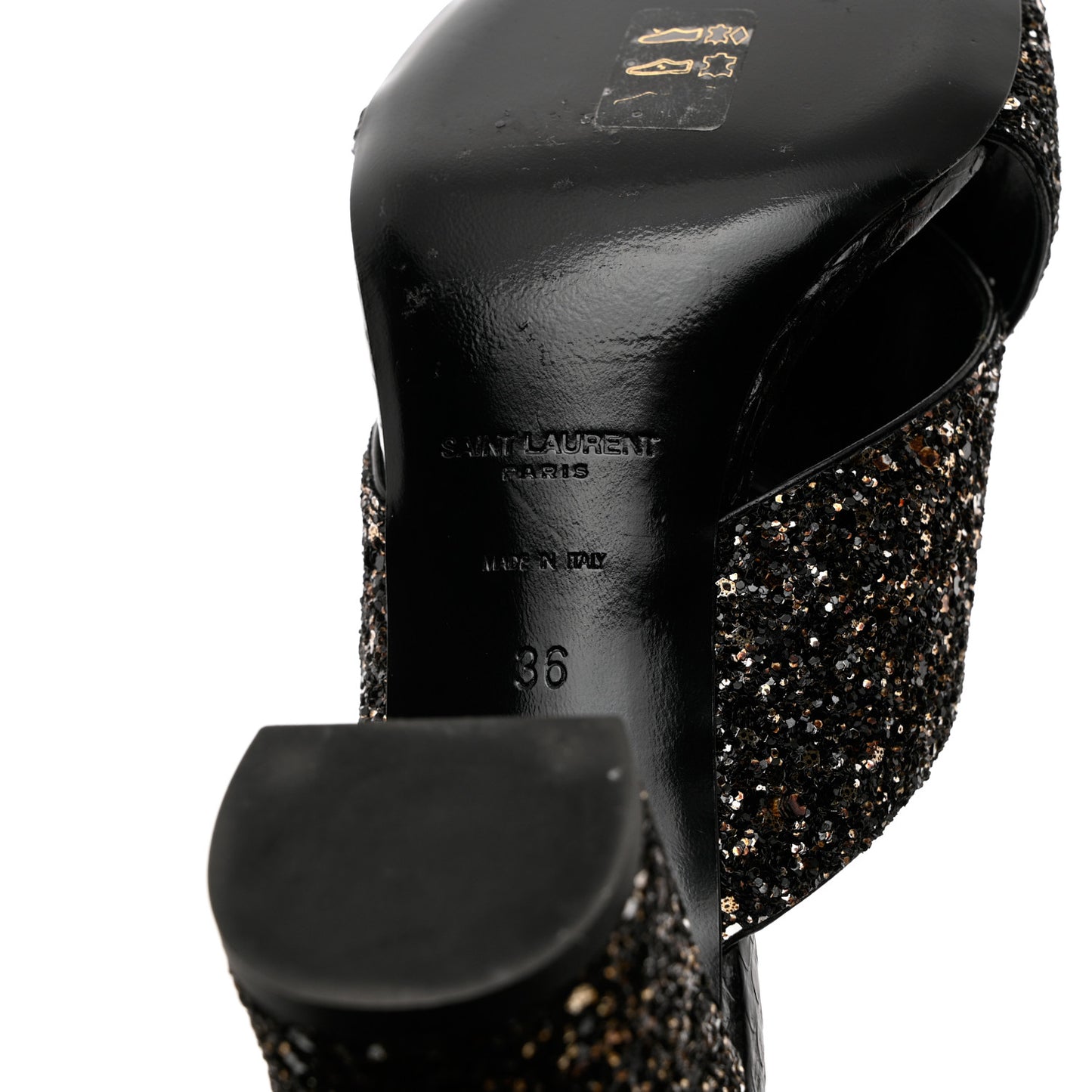 Glitter LouLou 70 Mule Sandals 36 Black Gold