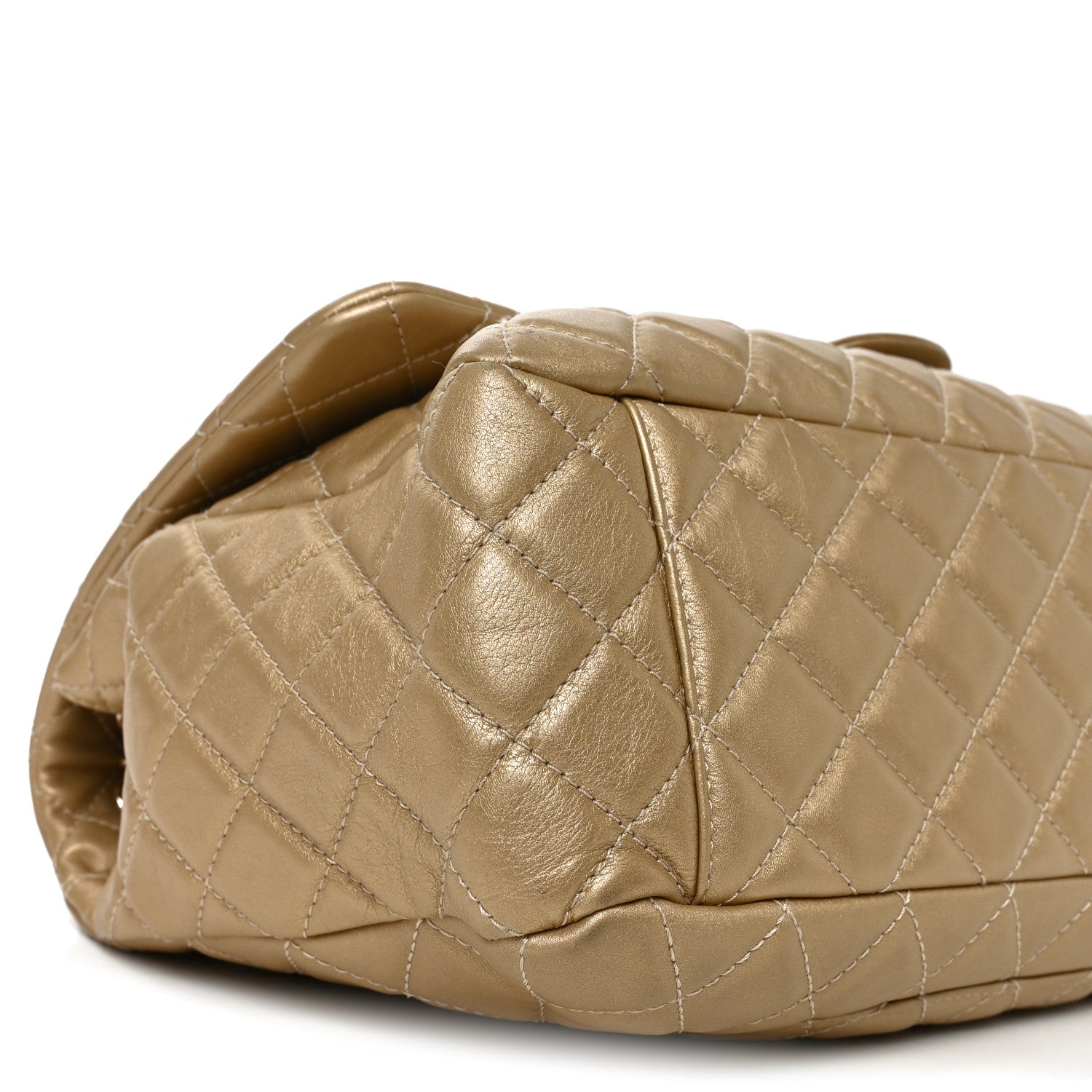 Chanel Metallic Calfskin Quilted Small XXL Travel Flap Bag Gold 9 of 10