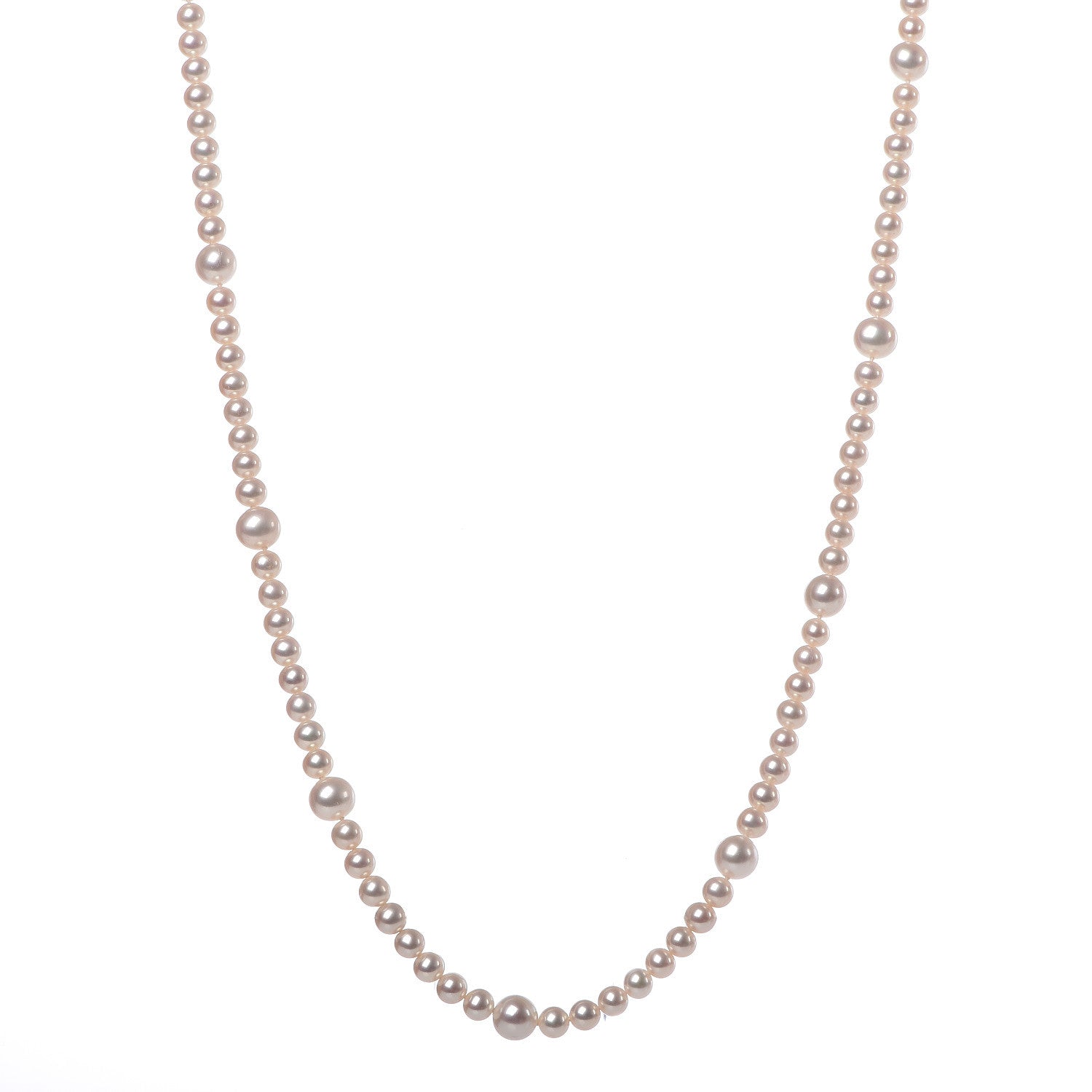 Tiffany Sterling Silver Pearl 5.5-9mm Ziegfeld Strand Necklace 1 of 6