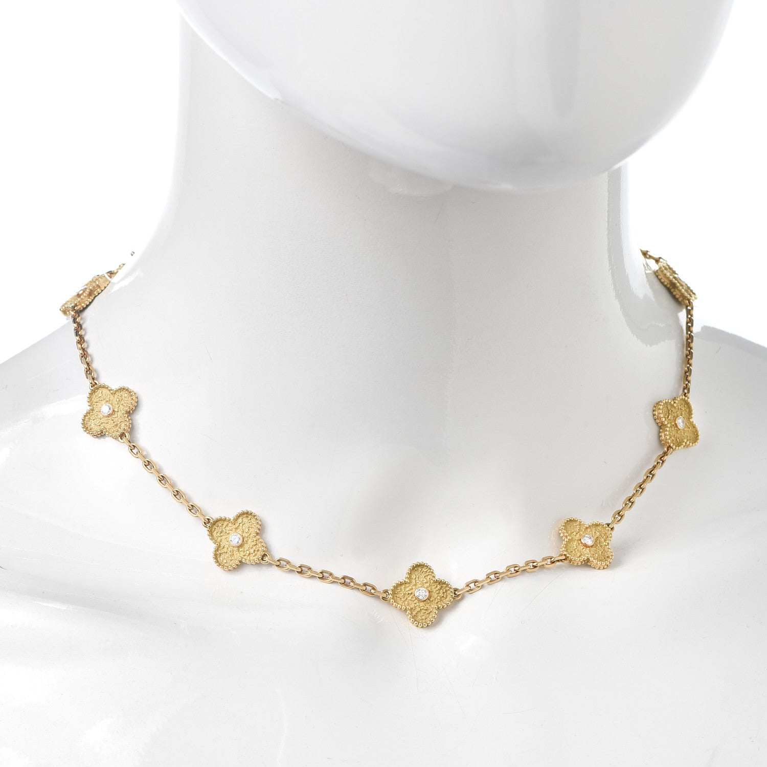 Van Cleef & Arpels 18K Yellow Gold Diamond 10 Motifs Vintage Alhambra Necklace 2 of 8