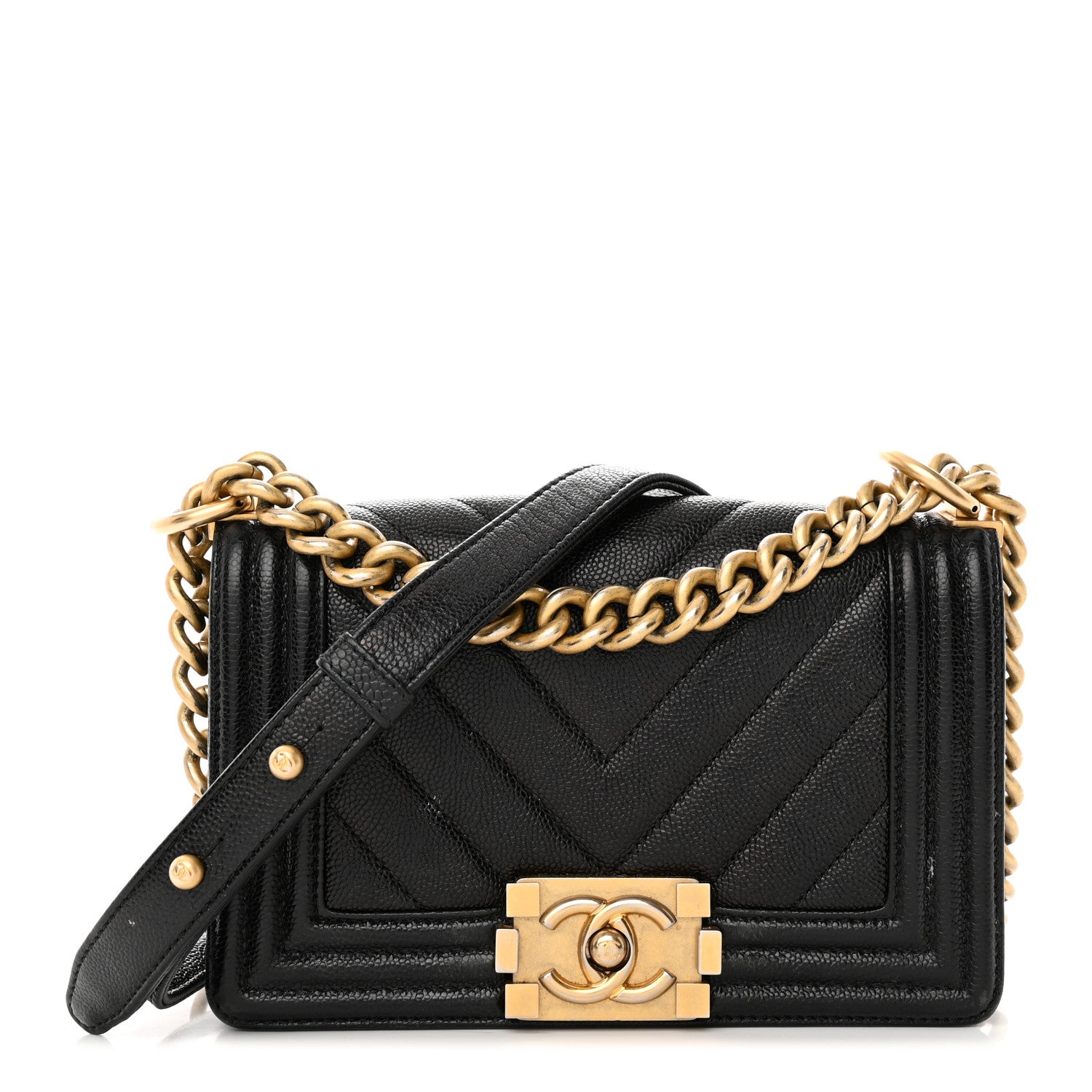 Chanel Caviar Chevron Quilted Small Boy Flap Black 1 of 22