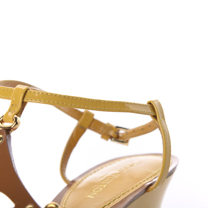 Louis Vuitton Patent Capricieuse Wedge Sandals 40 Yellow 9 of 11