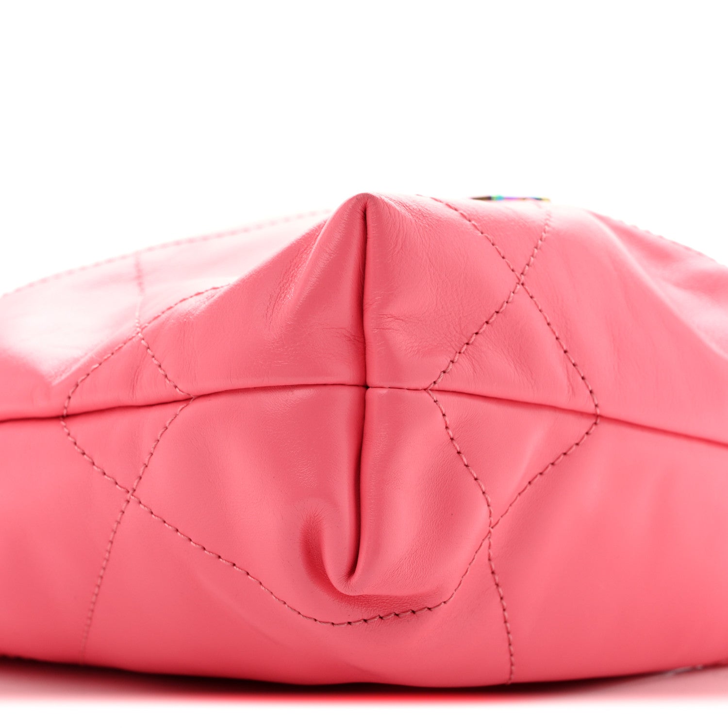Chanel Shiny Calfskin Quilted Rainbow Metal Mini Chanel 22 Coral Pink 10 of 13