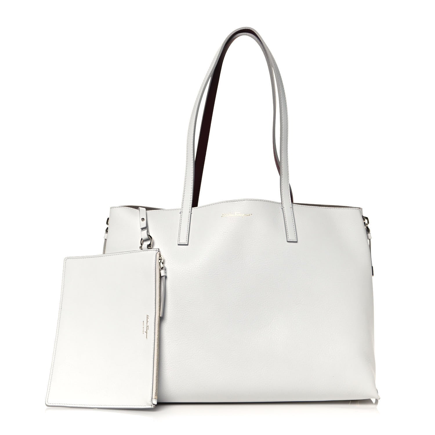 Salvatore Ferragamo Calfskin Large Jet Set Shopper Tote White 1 of 11