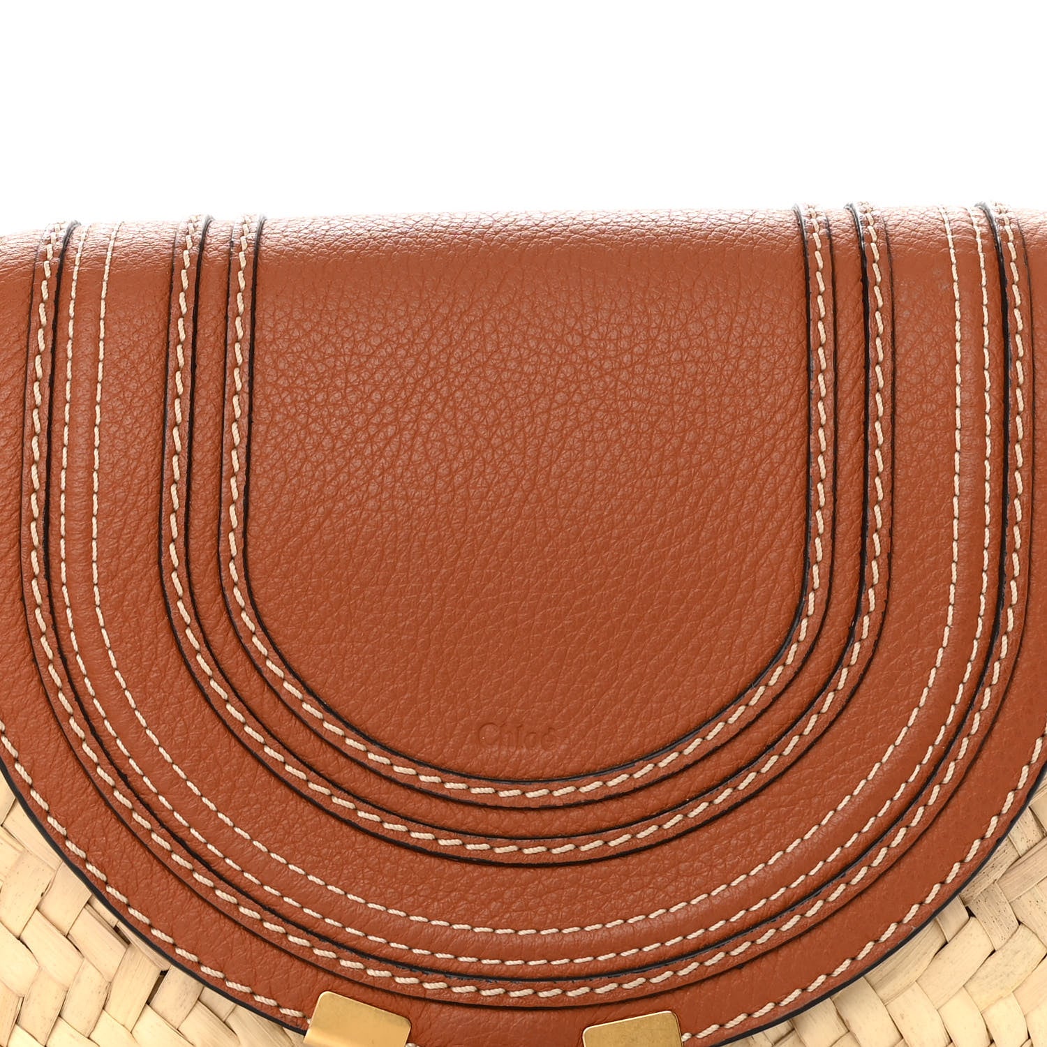 Chloe Raffia Small Grain Calfskin Medium Marcie Basket Tan 8 of 12