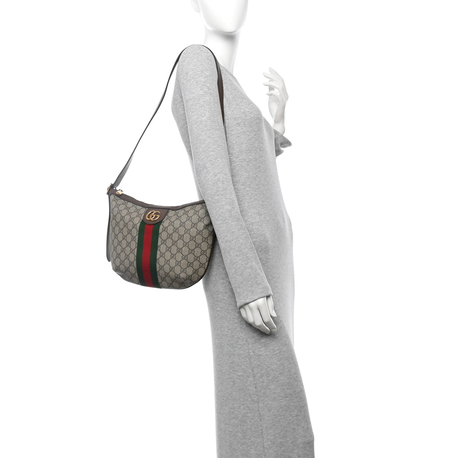 Gucci GG Supreme Monogram Web Small Ophidia Half Moon Hobo Brown 2 of 13