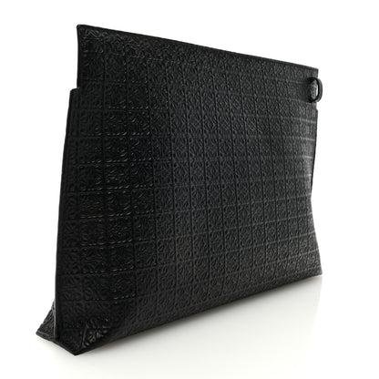 Loewe Calfskin Embossed Repeat T Pouch Black 3 of 6