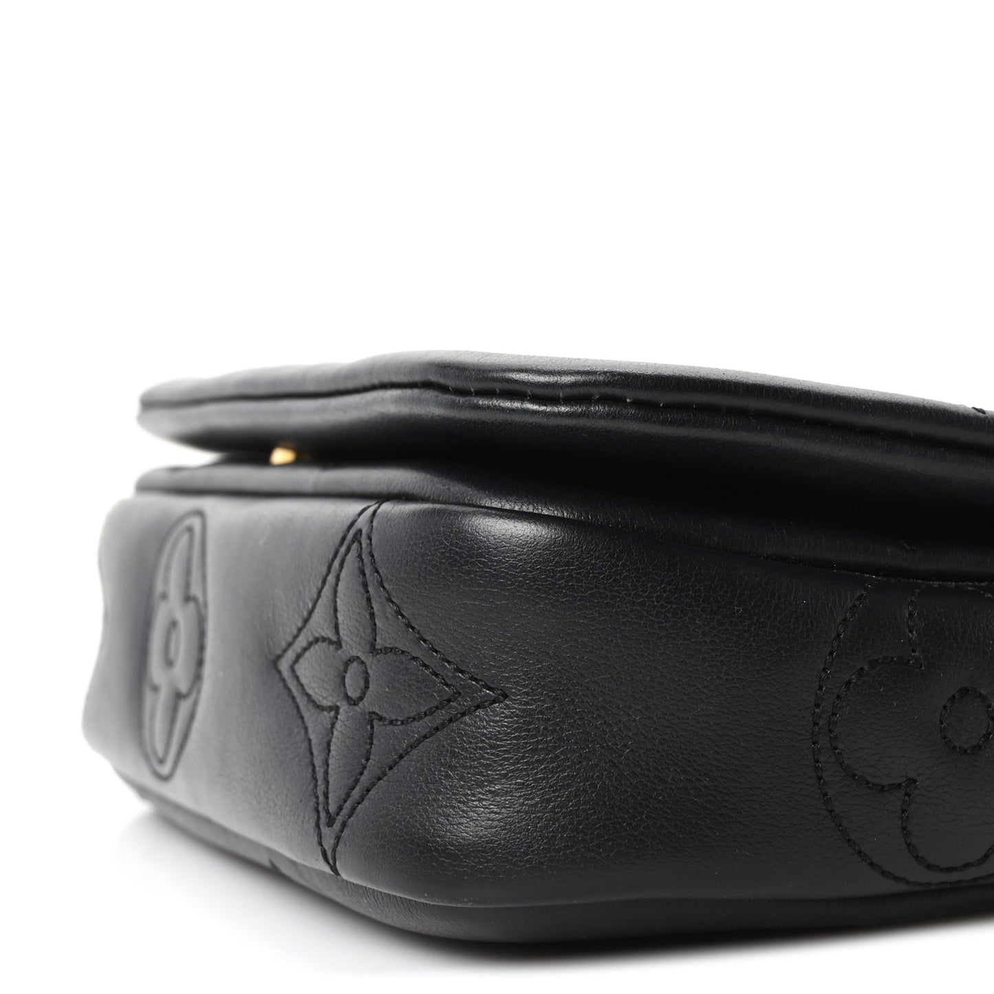 Calfskin Bubblegram Wallet On Strap Black