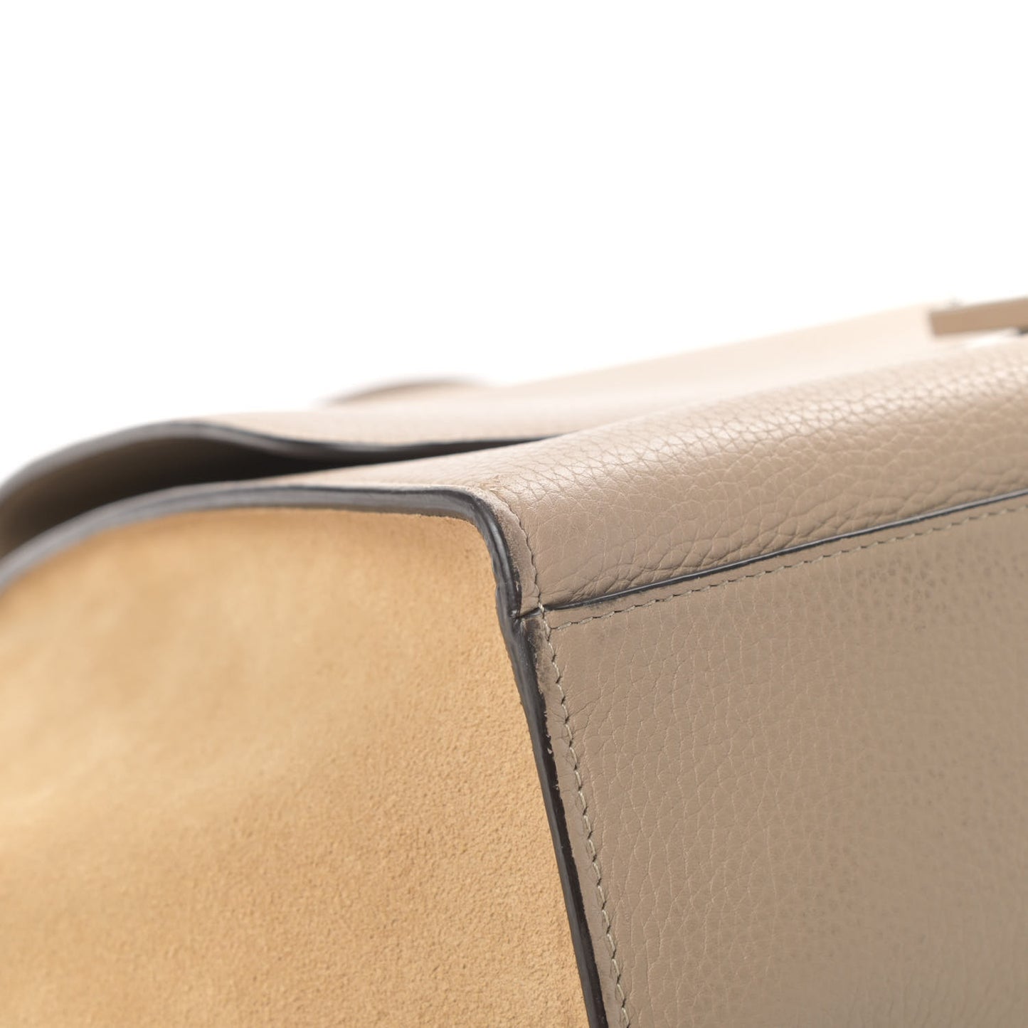 Drummed Calfskin Suede Small Trapeze Dune