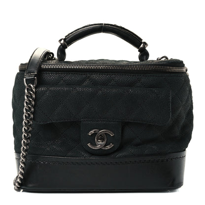 Chanel Iridescent Grained Calfskin Quilted Globe Trotter Vanity Case Black 1 of 12
