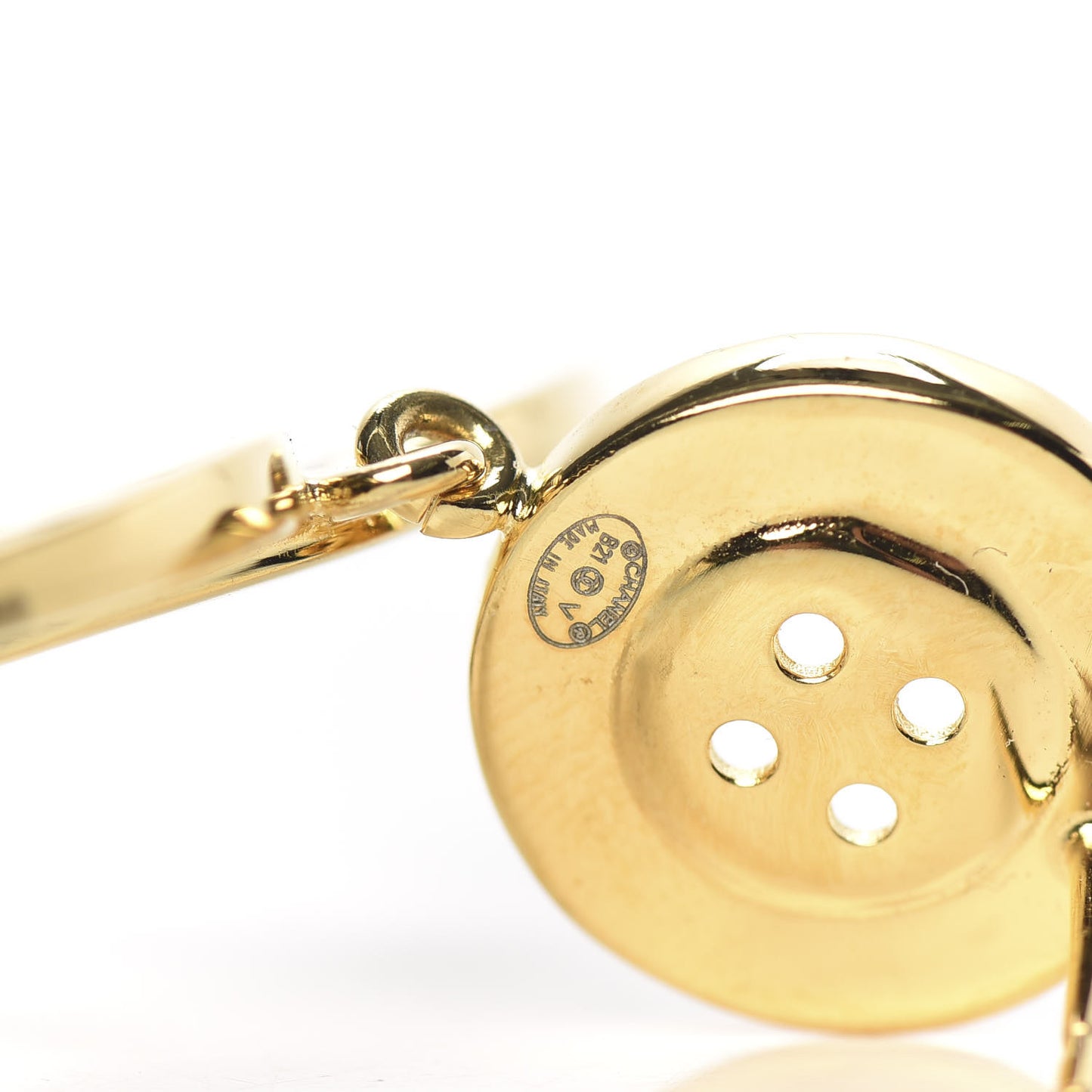 Metal Large Paris Button Earrings Gold