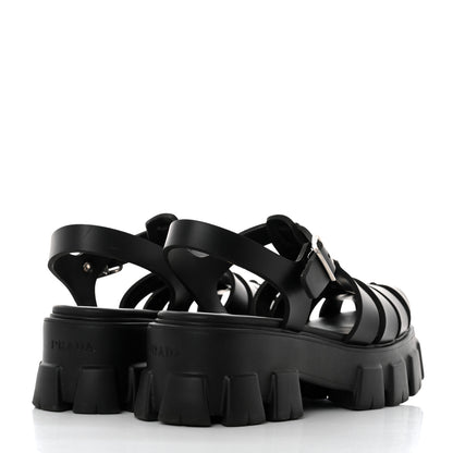 Prada Foam Rubber Triangle Logo Monolith 55mm Cage Sandals 40 Black 4 of 8
