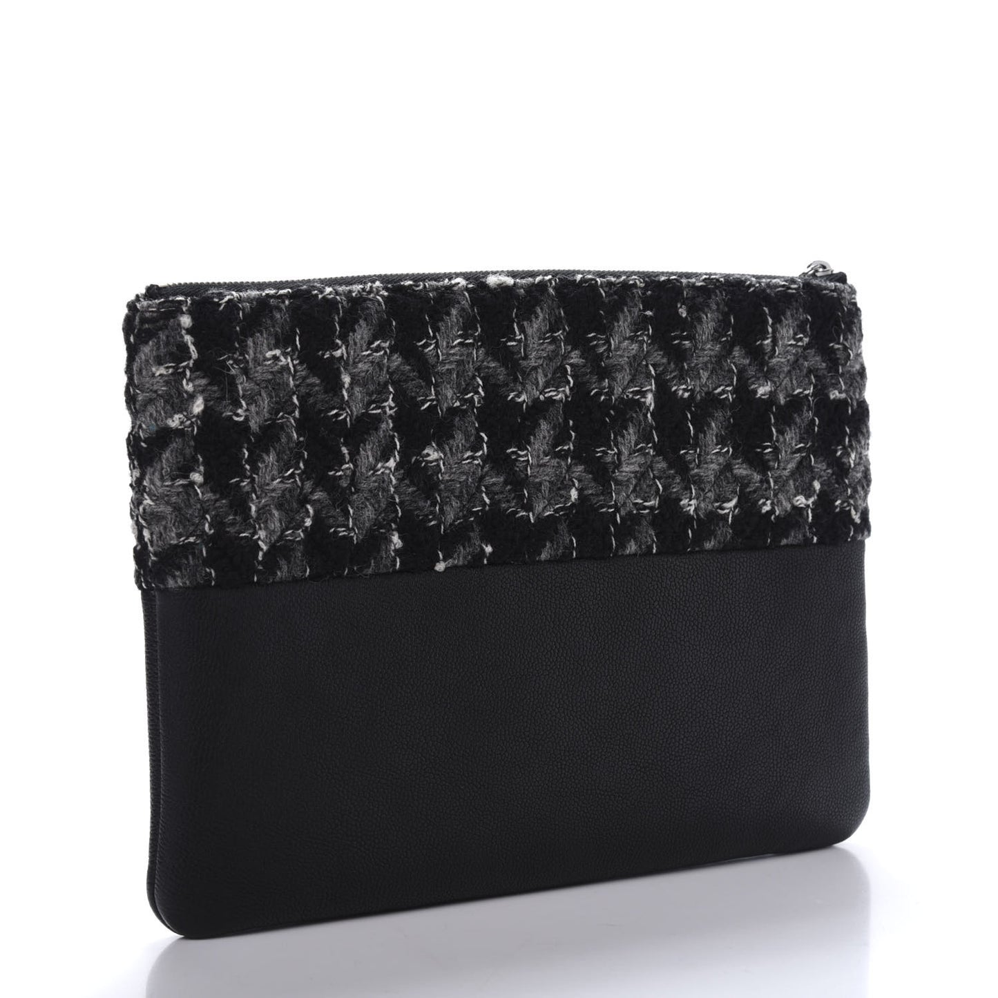 Caviar Tweed Quilted Medium Cosmetic Pouch Black