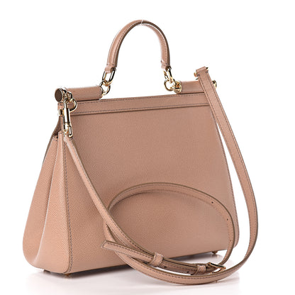 Dolce & Gabbana Dauphine Calfskin Medium Miss Sicily Satchel Tortora Sand 3 of 12