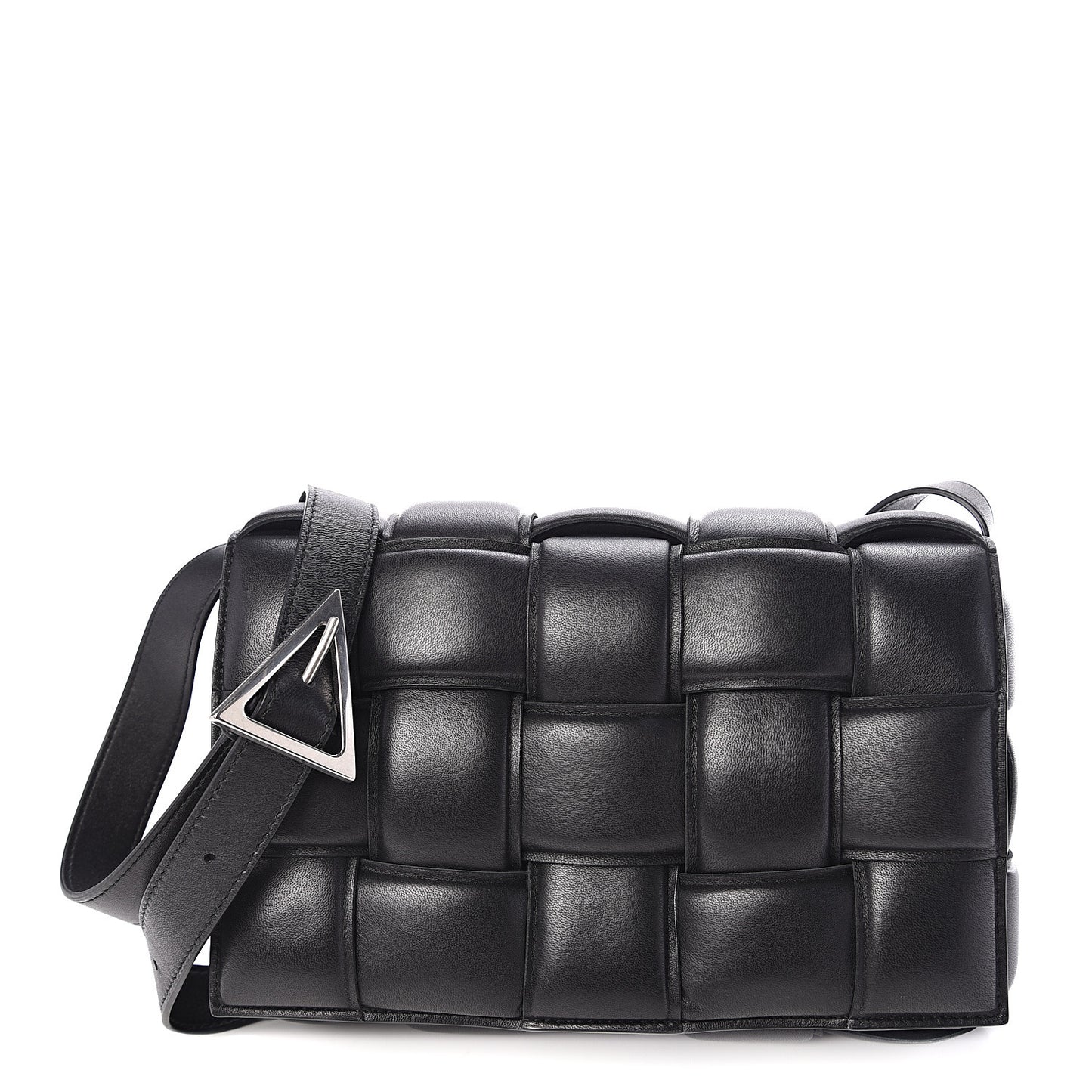 Nappa Maxi Intreccio Padded Cassette Crossbody Bag Black