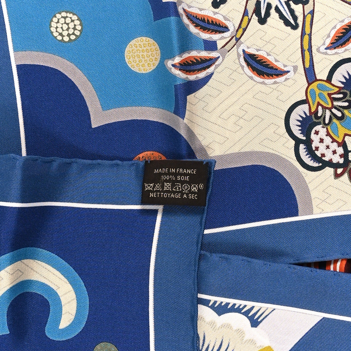 Silk Twill Duo Cosmique Scarf 90 Bleu Moyen Vert Ocre