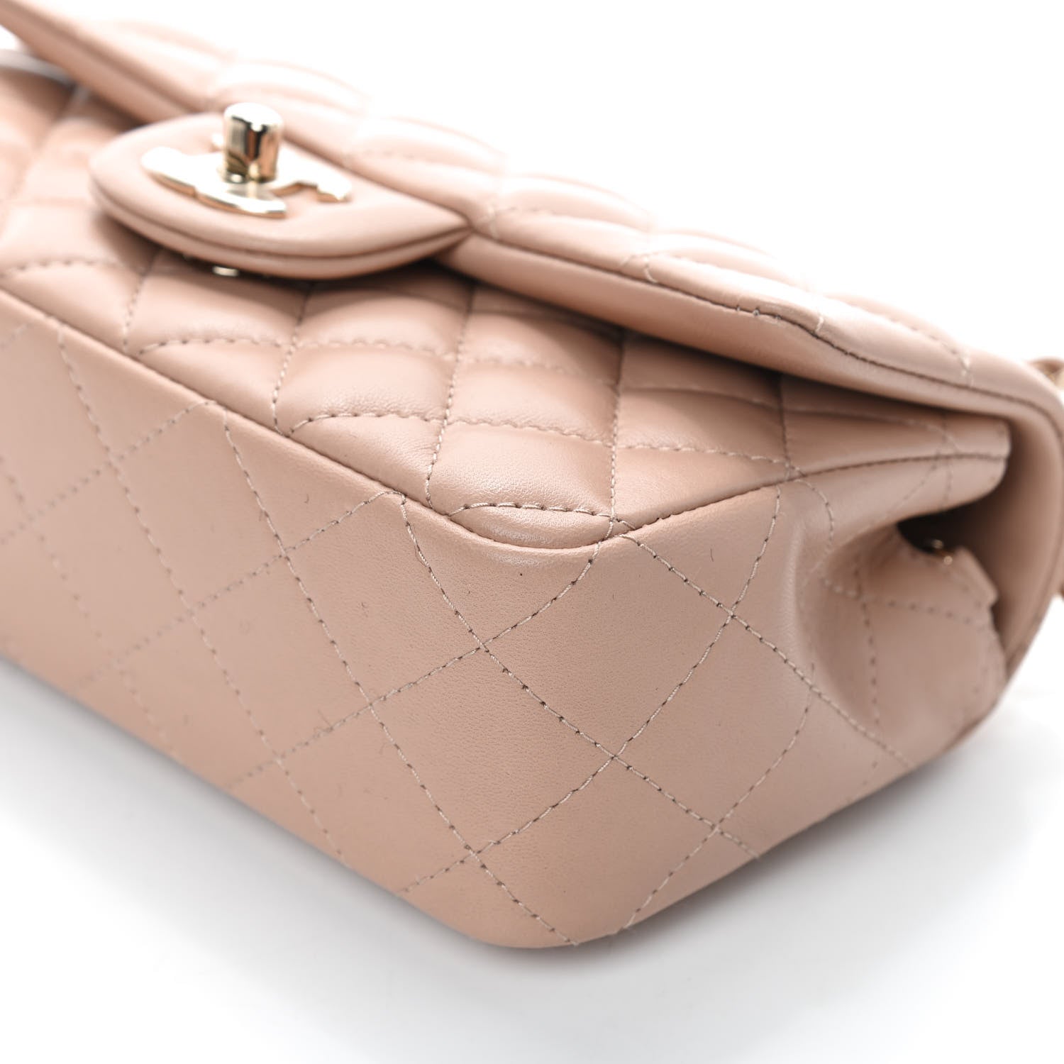 Chanel Lambskin Quilted Mini Rectangular Flap Beige 10 of 11