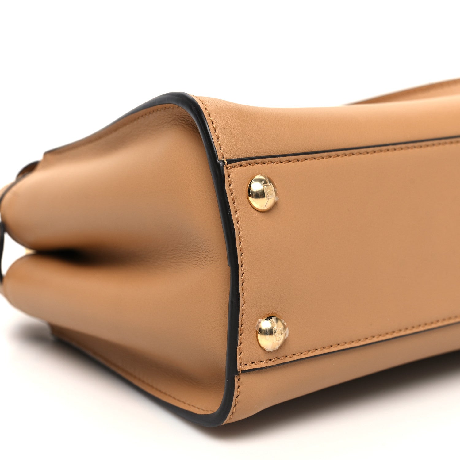 Fendi Vitello Seta Canvas FF Embroidered Mini Peekaboo Iconic Satchel Miele Scuro Poudre 9 of 10