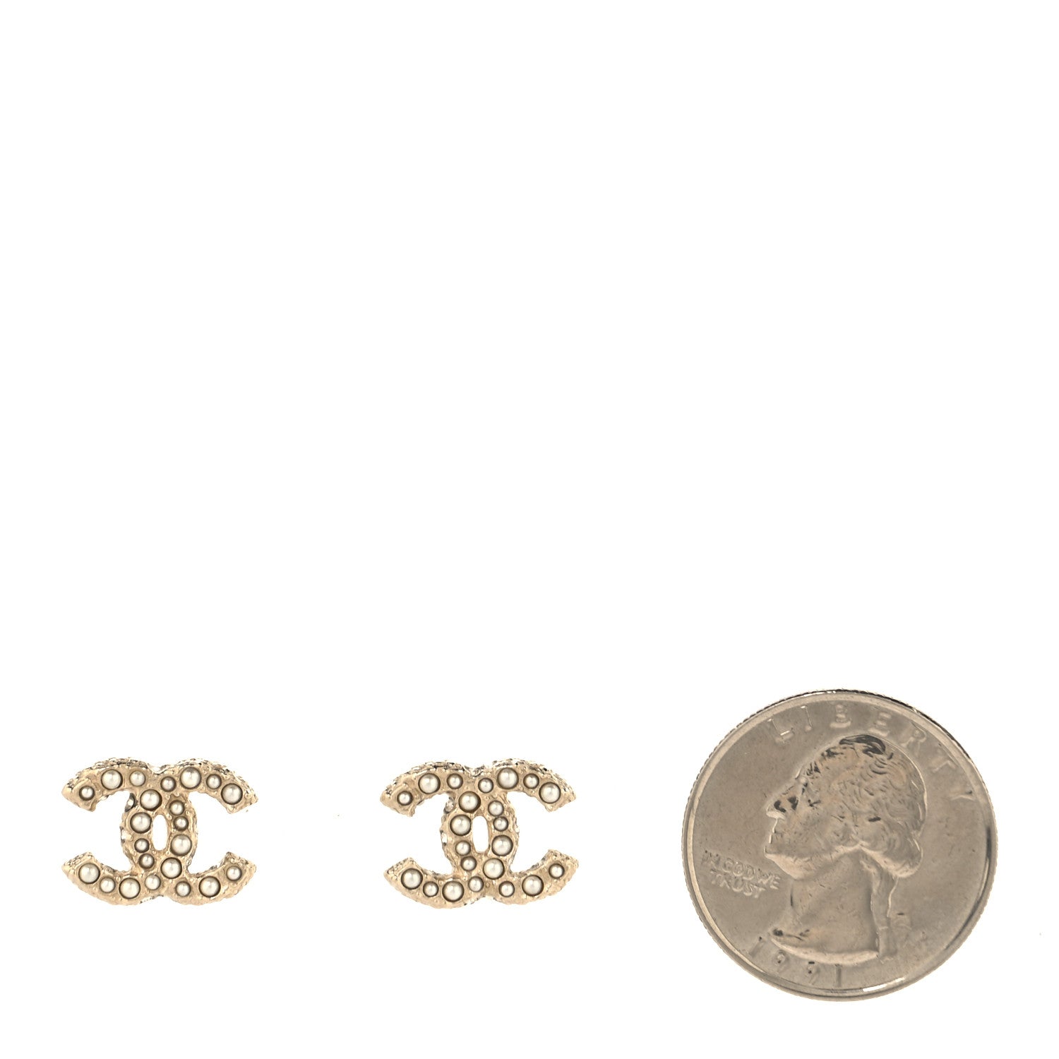 Chanel Metal Graduated Pearl Crystal CC Earrings Light Gold 2 of 5
