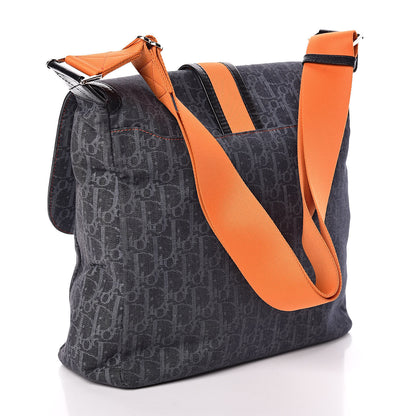 Christian Dior Denim Monogram Flight Messenger Bag Blue 3 of 9