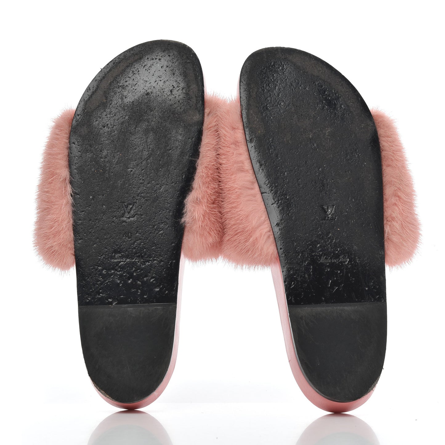 Mink Fur Bom Dia Flat Mules 40 Pink
