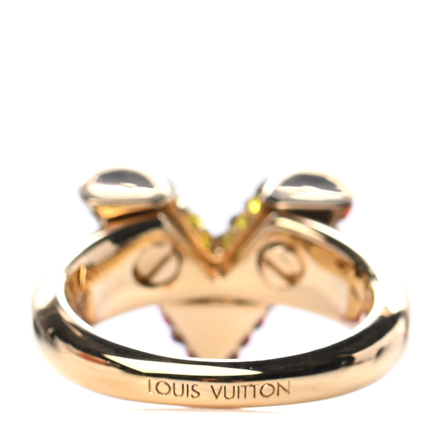 Louis Vuitton Crystal Essential V Strass Ring M 6.25 Multicolor Gold 2 of 5