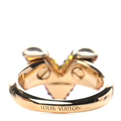 Louis Vuitton Crystal Essential V Strass Ring M 6.25 Multicolor Gold 2 of 5