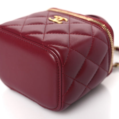 Chanel Lambskin Quilted Mini Top Handle Vanity Case With Chain Burgundy 9 of 9
