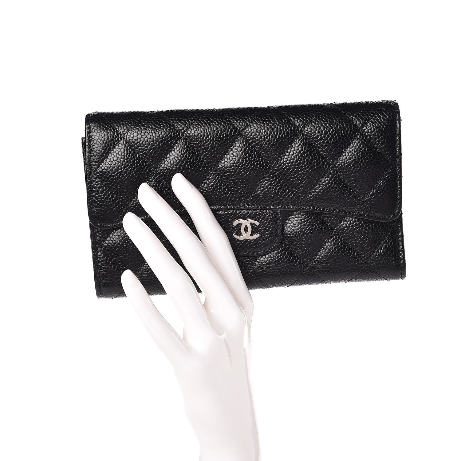 Chanel Caviar Quilted Long Flap Wallet Black 2 of 11