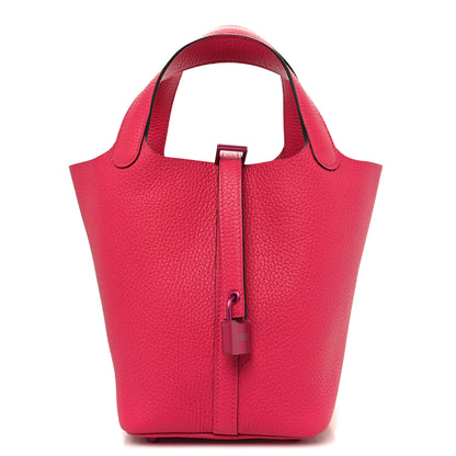Hermes Taurillon Clemence Monochrome Picotin Lock 18 PM Rose Mexico 1 of 13