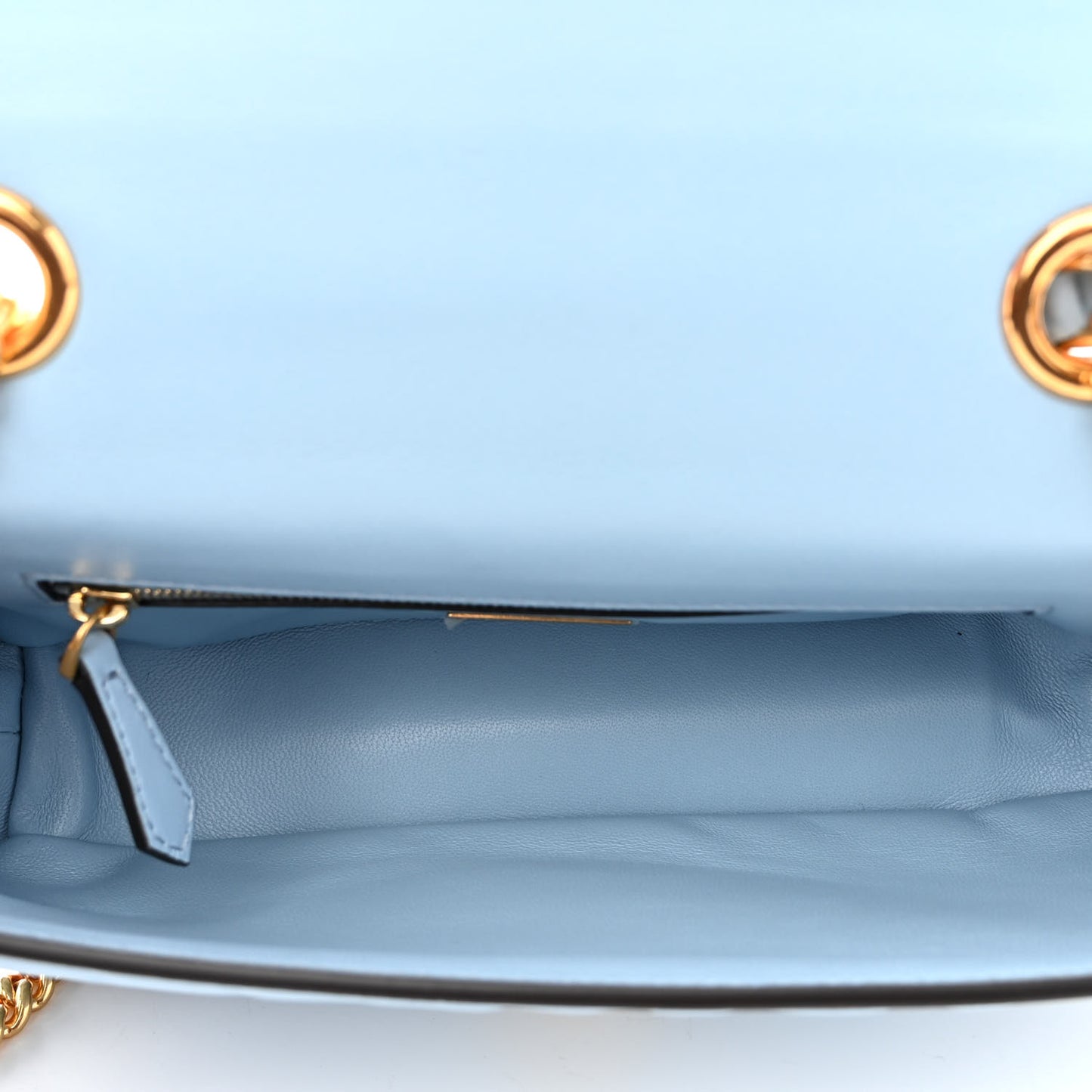 Nappa Small FF Embossed Midi Chain Baguette Azzurro Baby