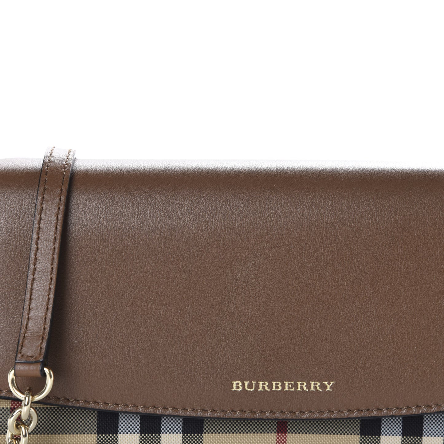 Calfskin Horseferry Check Henley Wallet On Chain Tan