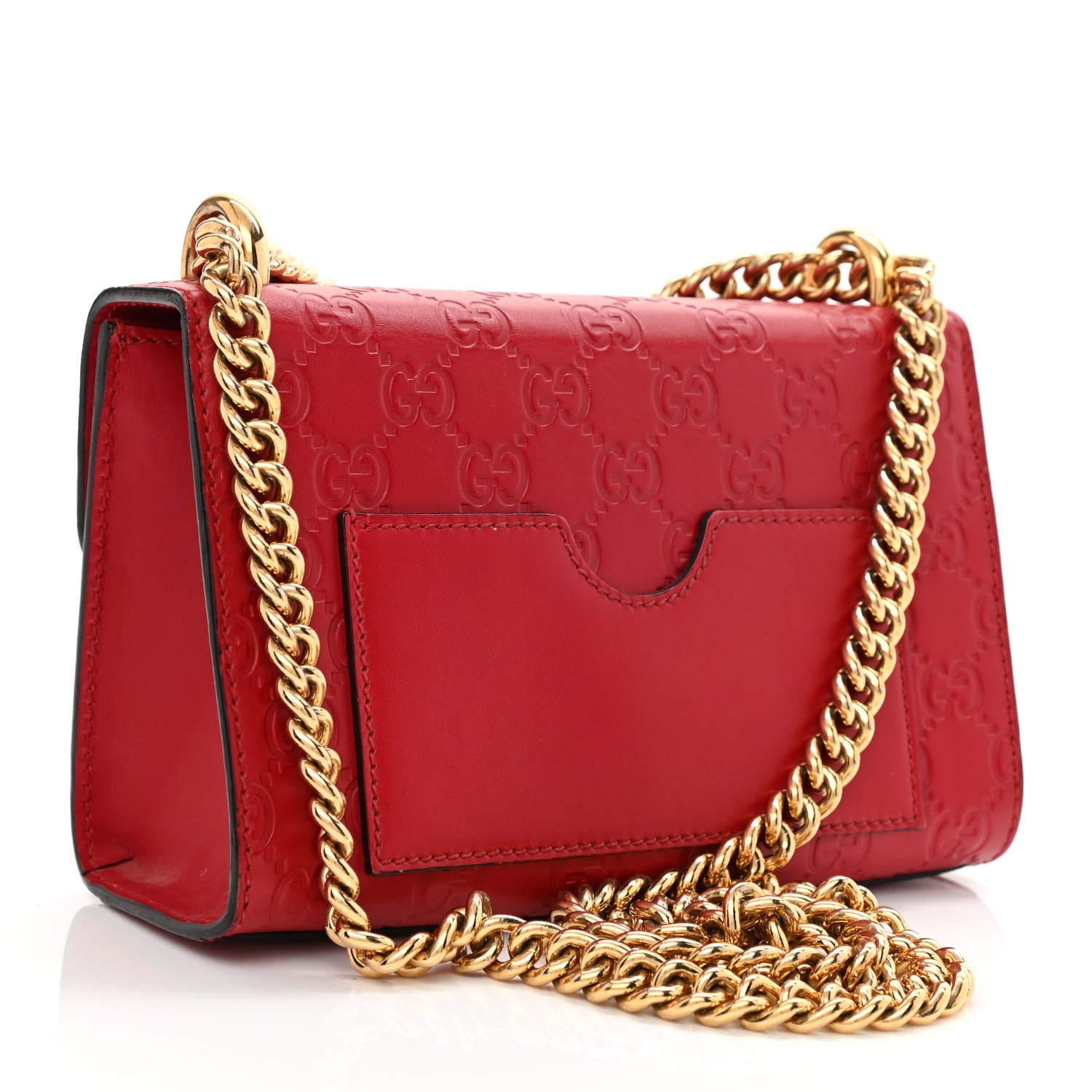 Gucci Guccissima Small Padlock Shoulder Bag Hibiscus Red 3 of 13