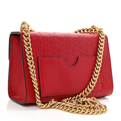 Gucci Guccissima Small Padlock Shoulder Bag Hibiscus Red 3 of 13