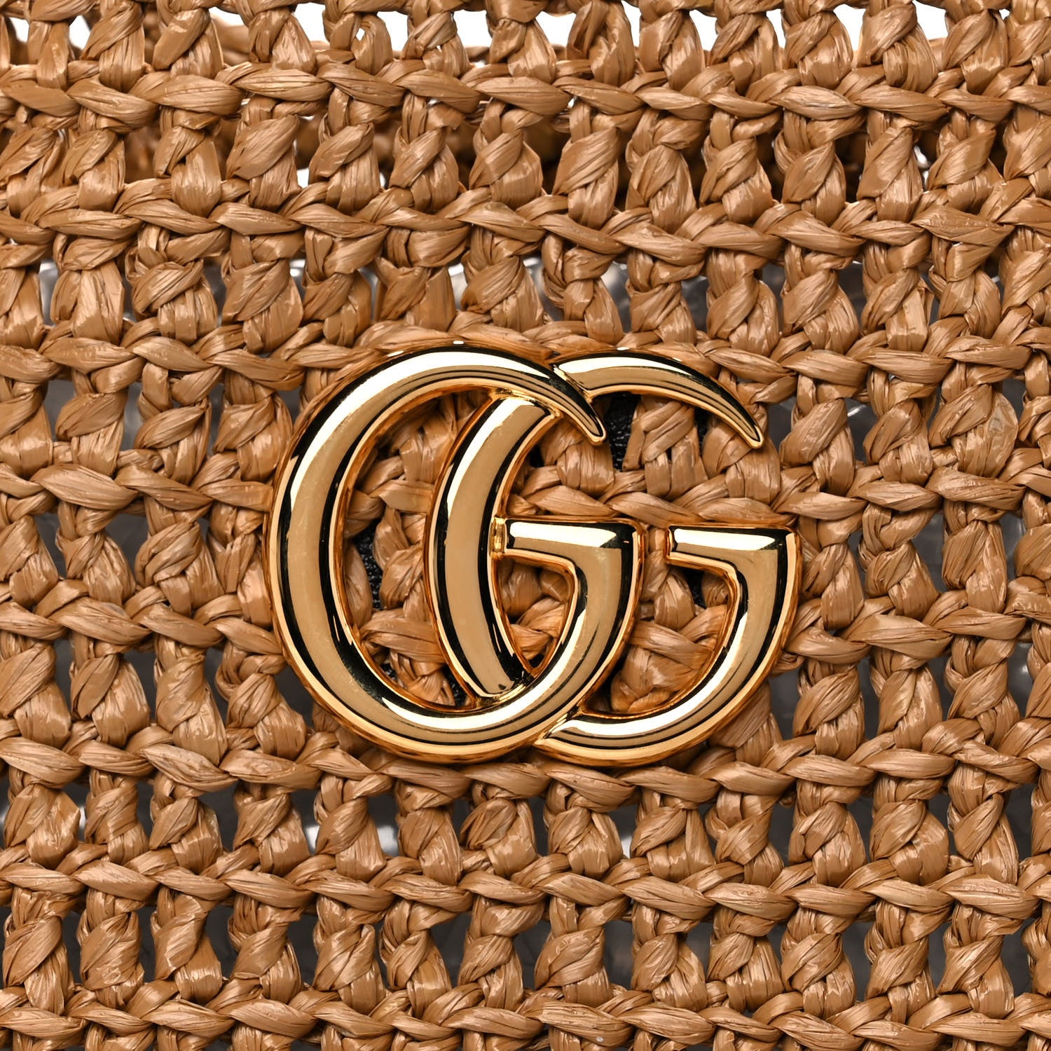 Gucci Raffia Effect Medium GG Marmont Shoulder Tote Bag Natural Black 9 of 11